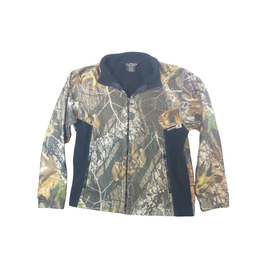Winchester Mens Mossy Oak Camo Full Zip Fleece Jacket Mock Neck Brown Green M